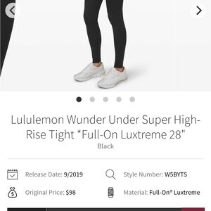 Lululemon Athletica Black Wunder Under High-Rise Leggings